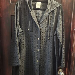 Textured Black Button-Up Coat